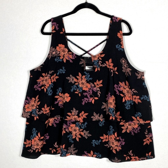 Torrid Black Floral Tiered Tank Top size 2 - Picture 3 of 12